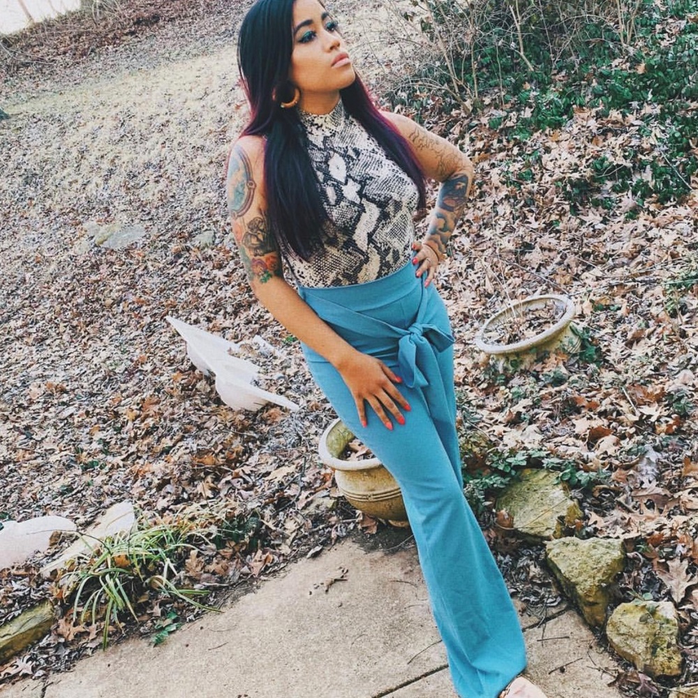 Tie Front Periwinkle trousers WORN ONCE